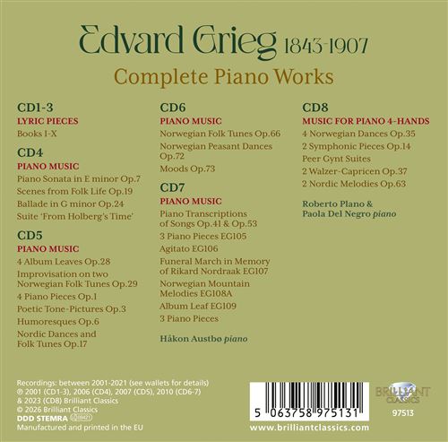 クラシック Grieg The Complete Music for Piano CD Grieg: The