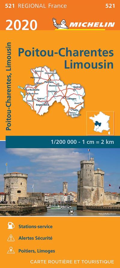 POITOU-CHARENTES-LIMOUSIN 10521 CARTE MICHELIN KAART 2020