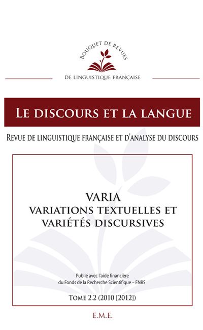Varia, variations textuelles et variétés discursives