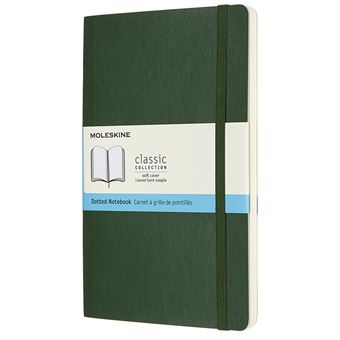 Carnet classique grand format Moleskine à grille de pointillés couverture souple Vert