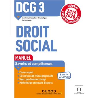DCG 3 Droit social - Manuel - Réforme 2019-2020