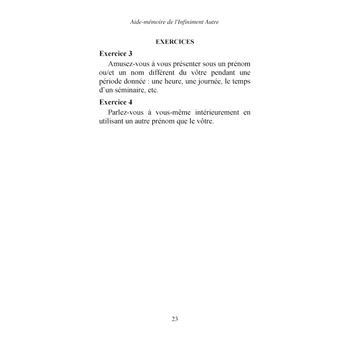 Aide-mémoire de l'Infiniment Autre