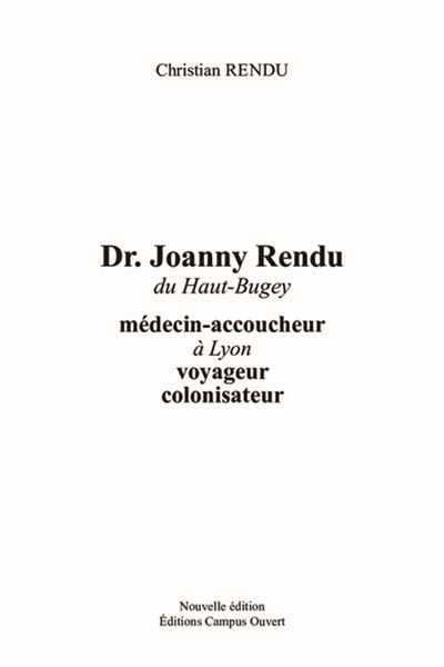Dr Joanny Rendu du Haut-Buget - C. Rendu - broché