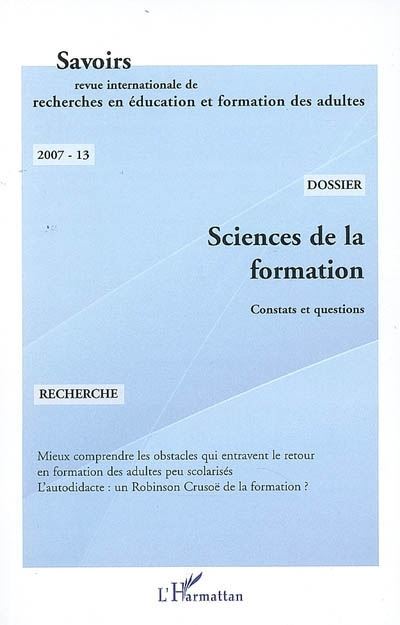 Sciences de la formation, constats et questions