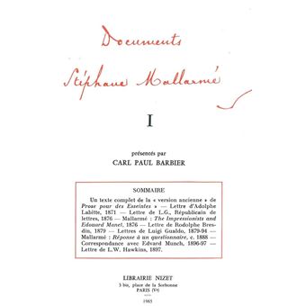 Documents Stéphane Mallarmé I