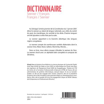 Dictionnaire Seereer / Français - Français / Seereer