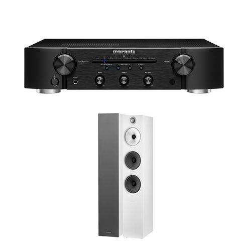 Amplificateur hi-fi Marantz PM6007 Noir + Enceinte colonne Bowers&Wilkins 603 S2 Edition Anniversaire Blanc Vendue par paire