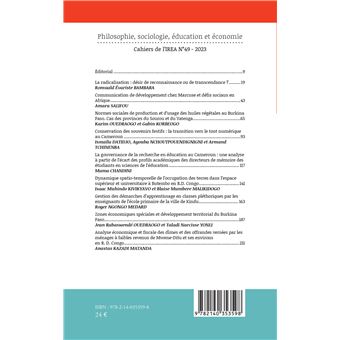 Philosophie, sociologie, éducation et économie