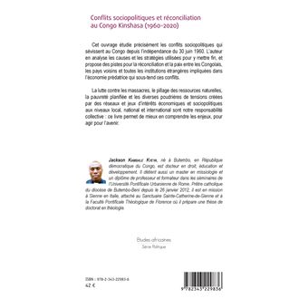 Conflits sociopolitiques et réconciliation au Congo Kinshasa (1960-2020)