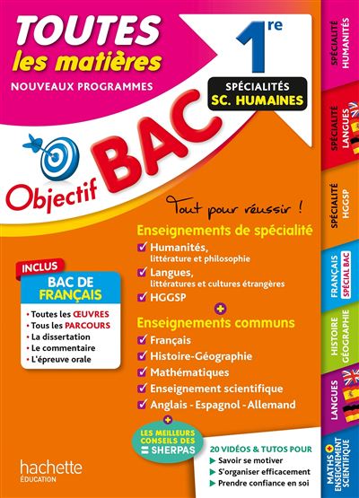 1re enseignements communs + specialites lettres langues hist