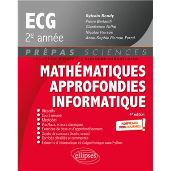 Mathématiques approfondies - Informatique - prépas ECG 2e année - Programme 2022