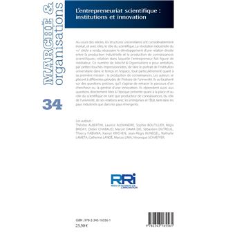 L'entrepreneuriat scientifique : institutions et innovation