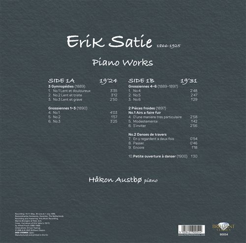 Œuvres pour piano - Erik Satie - Vinyle album - Achat & prix | fnac
