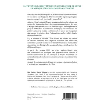 Fait ethnique, droit public et gouvernance de l'État en Afrique Subsaharienne francophone