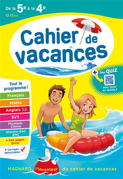 Cahier de vacances été 2020 de la 5e à la 4e 12-13 ans