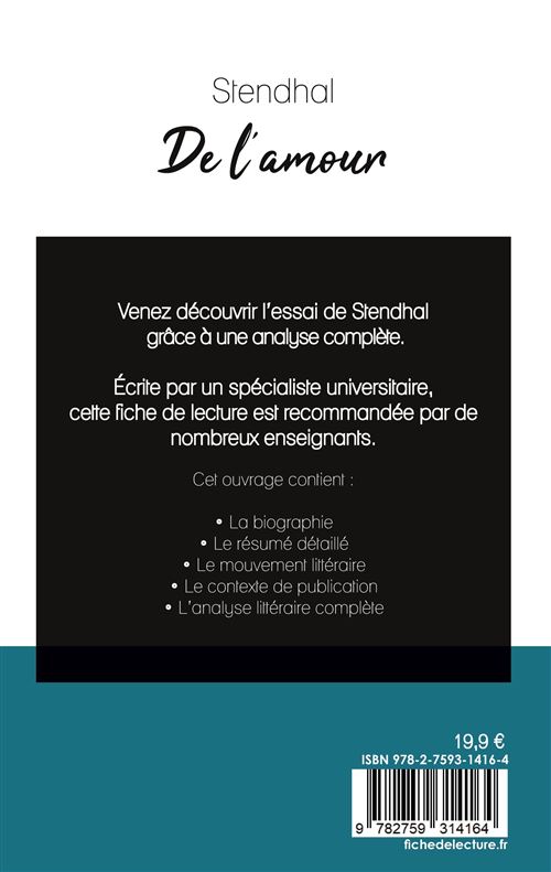 De L Amour De Stendhal Fiche De Lecture Et Analyse Complete De L Oeuvre Broche Stendhal Achat Livre Fnac De L Amour De Stendhal Fiche De Lecture Et Analyse Complete De L Oeuvre Broche Stendhal Achat Livre Fnac
