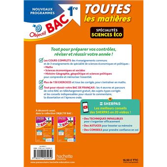 Objectif Bac 2024 - 1re Spécialités sciences éco Toutes les matières