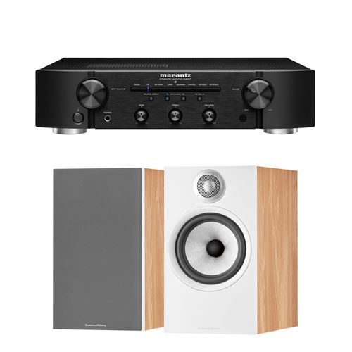 Amplificateur hi-fi Marantz PM6007 Noir + Enceintes bibliothèque Bowers&Wilkins 606 S2 Edition Anniversaire Chêne Vendues à la paire