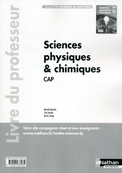 Sciences physiques et chimiques CAP Sciences au quotidien Livre du professeur