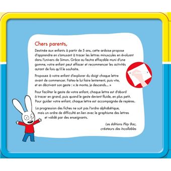 Les Incollables - Ardoises effacables Simon - Minuscules