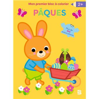Bloc à colorier avec autocollants Pâques