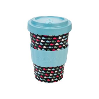 Mug en bambou Woodway motifs baleines bleu