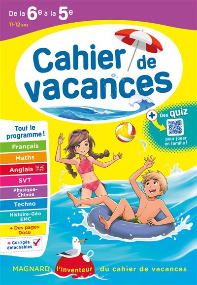 Cahier de vacances été 2020 de la 6e à la 5e 11-12 ans