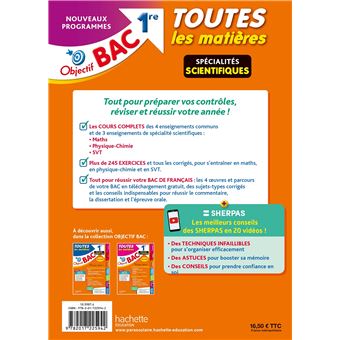 Objectif Bac 2024 - 1re Spécialités scientifiques Toutes les matières