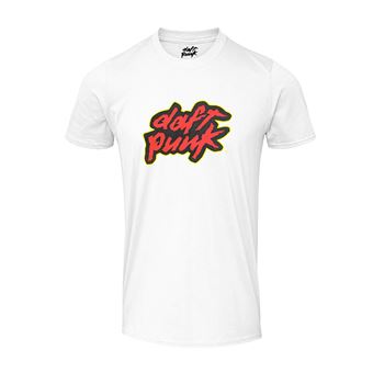 Tee shirt Daft Punk Logo Rouge unisexe Blanc Taille L Exclusivité Fnac