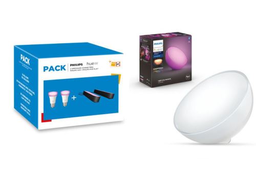 Pack de 2 Ampoules et 2 Lampes connectées Philips Hue Play Noir + Lampe nomade connectée Hue Go Led