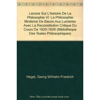 Leçons sur l'histoire de la philosophie VI