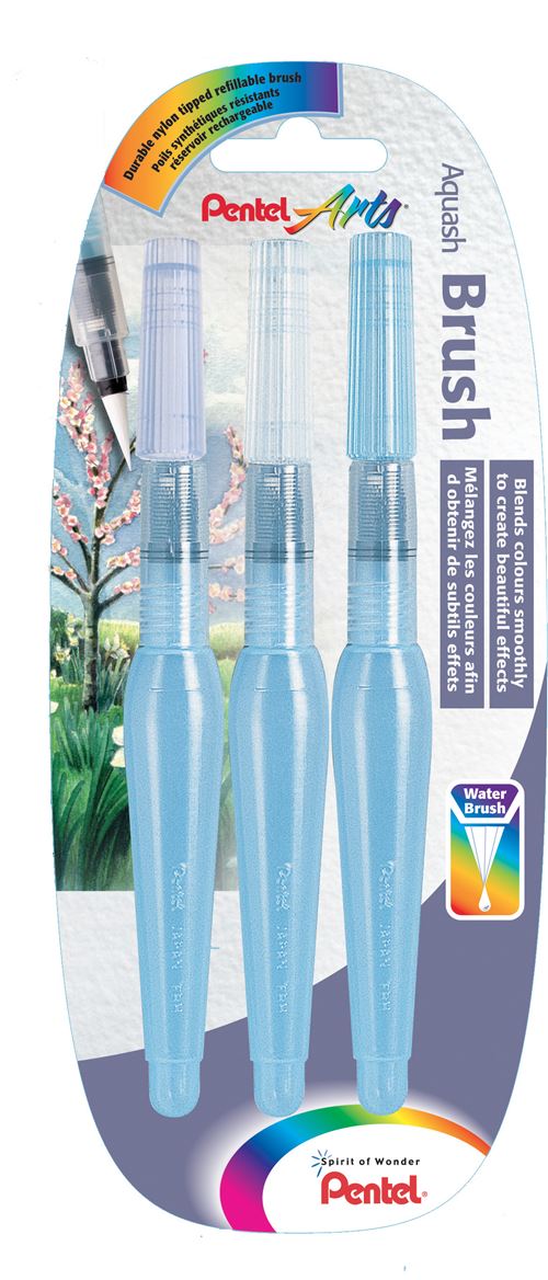 Set de 3 pinceaux à réservoir d’eau Pentel Arts Aquash Brush