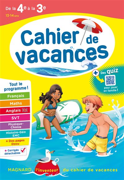 Cahier de vacances 2020 de la 4e à la 3e 13-14 ans
