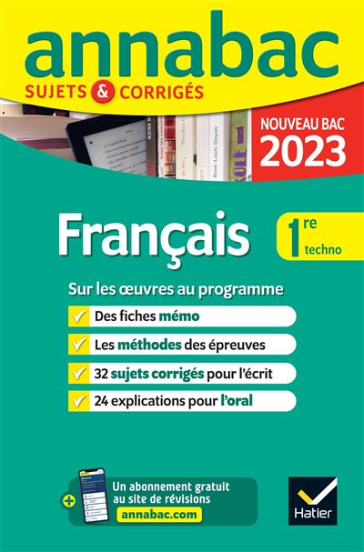 Annales Du Bac Annabac 2023 Fran ais 1re Technologique Sujets Corrig s 