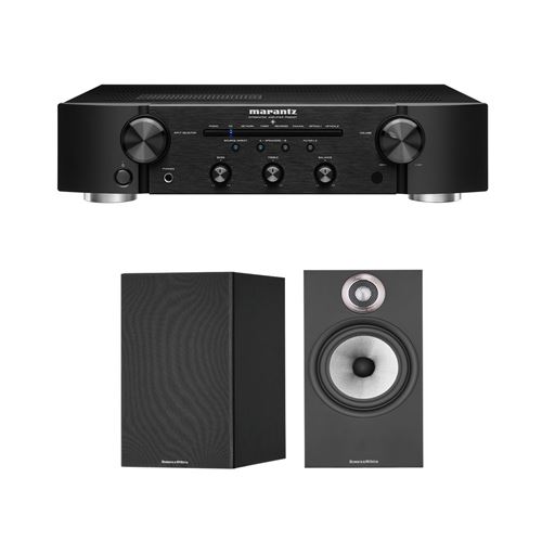 Amplificateur hi-fi Marantz PM6007 Noir + Enceintes bibliothèque Bowers&Wilkins 606 S2 Edition Anniversaire Noir Vendues à la paire