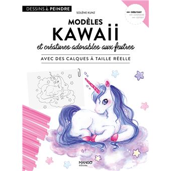 Modèles kawaii et créatures adorables aux feutres