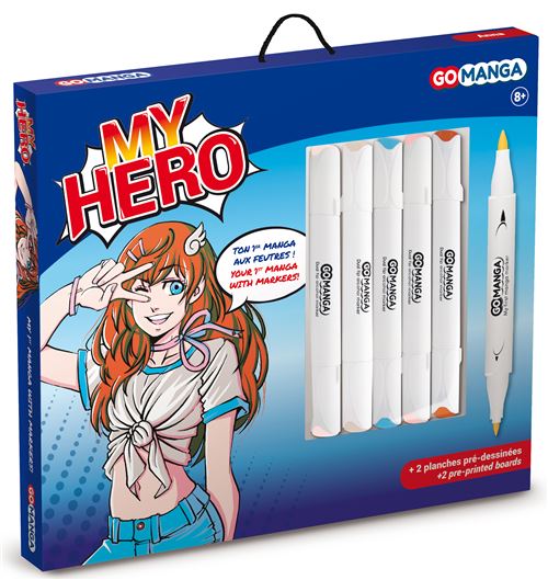 Kit de dessin Go Manga Anna My Hero Papier et Couleurs assorties 27 x 27 cm