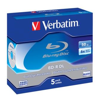 Pack de 5 Blu-Ray Verbatim BD-R DL 6x 50 Go