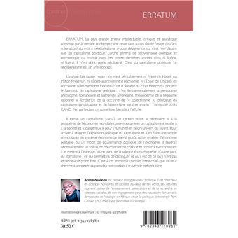 Erratum. Ce n'est pas le néolibéralisme, c'est le capitalisme politique