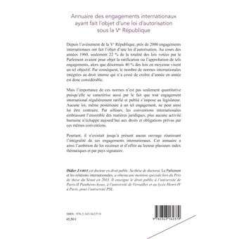 Annuaire des engagements internationaux ayant fait l'objet d'une loi d'autorisation sous la Ve République