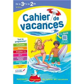 Cahiers De Vacances 3eme Vers La 2nde Idee Et Prix Toute La 3eme Fnac