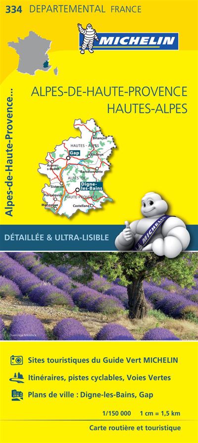 Carte Départemental Michelin AlpesdeHauteProvence, HautesAlpes