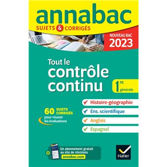Annales du bac Annabac 2023 Tout le contrôle continu 1re générale