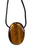 Collier Oeil de Tigre Pierre ovale percée Cordon noir