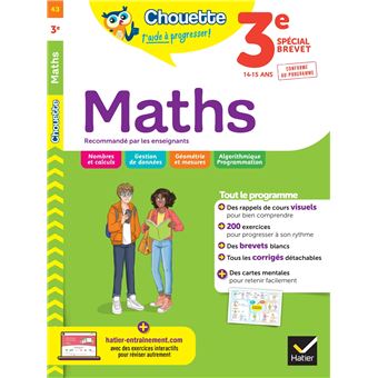 Maths 3e Spécial Brevet Cahier D'entraînement Et De Révision - Broché ...