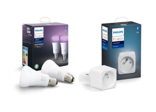 Pack de 2 ampoules connectées Philips Hue White and color ambiance Duobox E27 + Prise Hue Connectée Blanc