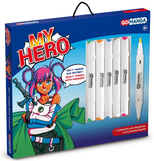 Kit de dessin Go Manga Lisa My Hero Papier et Couleurs assorties 27 x 27 cm