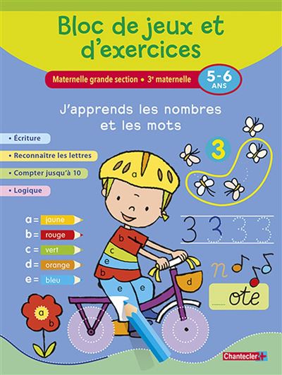 Bloc de jeux et d'exercices-j'apprends les nombres/mots (5-6