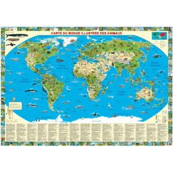Carte du monde illustrée des animaux