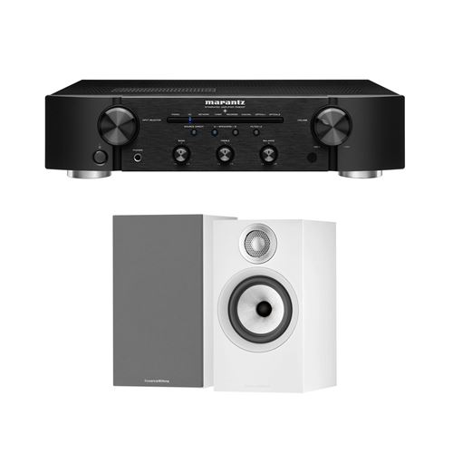 Amplificateur hi-fi Marantz PM6007 Noir + Enceintes bibliothèque Bowers&Wilkins 607 S2 Edition Anniversaire Blanc Vendues à la paire
